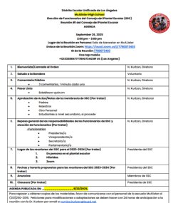 SSC Agenda
